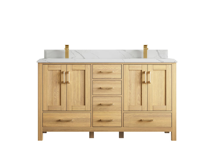 Malibu White Oak 60 in. W x 22 in. D Double Sink Bathroom Vanity - photo 29