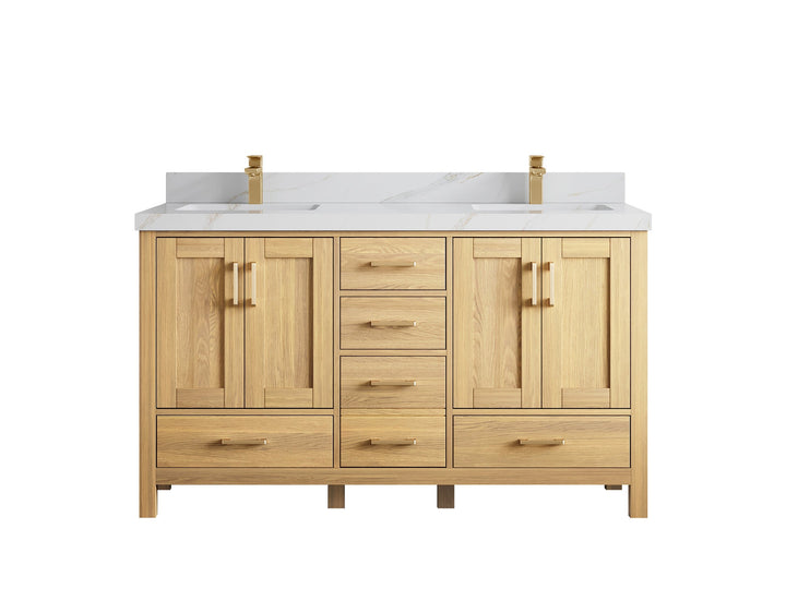Malibu White Oak 60 in. W x 22 in. D Double Sink Bathroom Vanity - photo 27