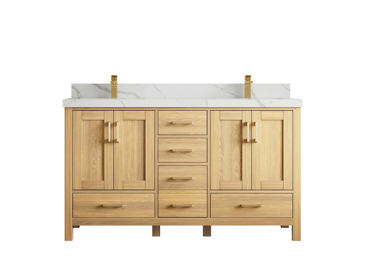 Malibu White Oak 60 in. W x 22 in. D Double Sink Bathroom Vanity - photo 21