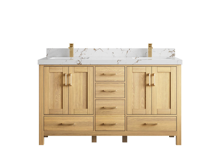 Malibu White Oak 60 in. W x 22 in. D Double Sink Bathroom Vanity - photo 41