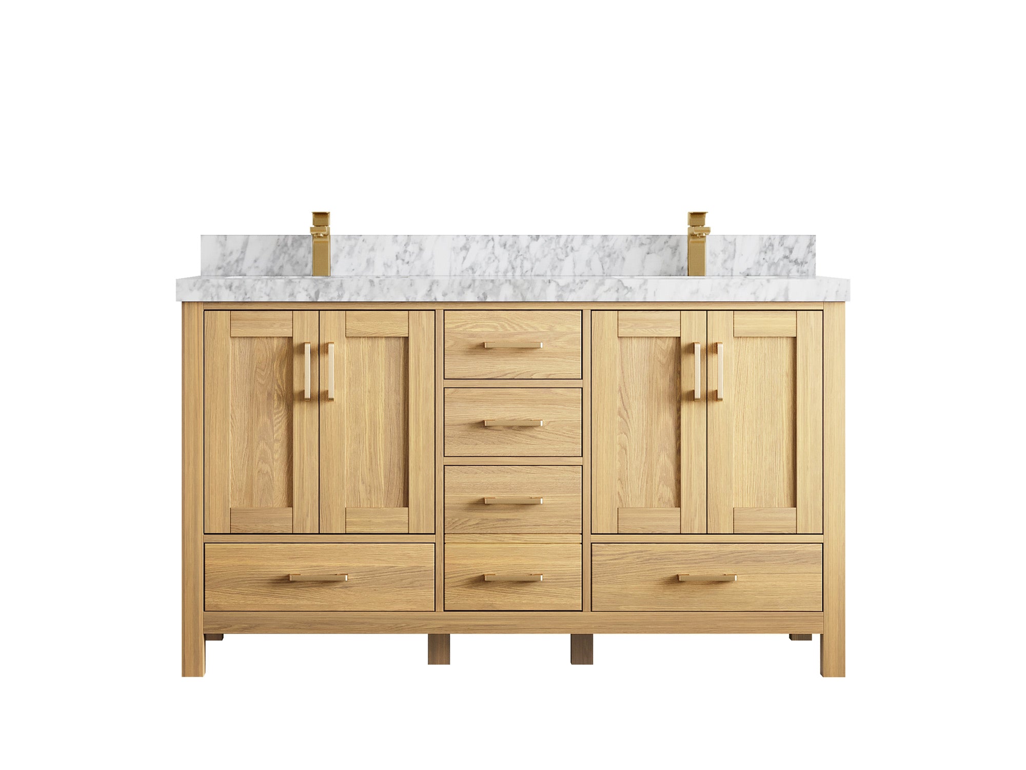 Malibu White Oak 60 in. W x 22 in. D Double Sink Bathroom Vanity - Willow Bath and Vanity
