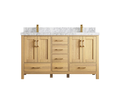 Malibu White Oak 60 in. W x 22 in. D Double Sink Bathroom Vanity - Willow Bath and Vanity