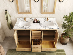 Malibu White Oak 60 in. W x 22 in. D Double Sink Bathroom Vanity - photo 4