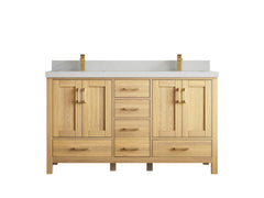 Malibu White Oak 60 in. W x 22 in. D Double Sink Bathroom Vanity - photo 15