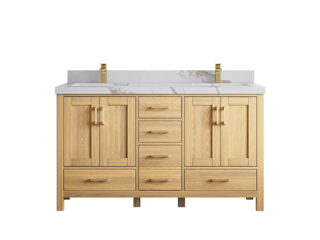 Malibu White Oak 60 in. W x 22 in. D Double Sink Bathroom Vanity - Willow Bath and Vanity