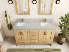 Malibu White Oak 60 in. W x 22 in. D Double Sink Bathroom Vanity - photo 14
