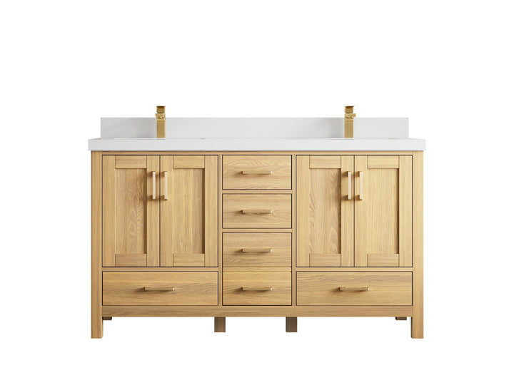 Malibu White Oak 60 in. W x 22 in. D Double Sink Bathroom Vanity - photo 49