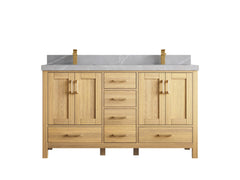 Malibu White Oak 60 in. W x 22 in. D Double Sink Bathroom Vanity - photo 37