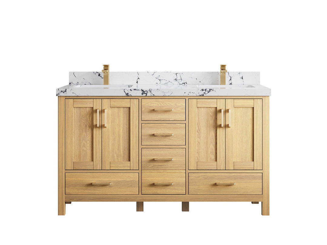 Malibu White Oak 60 in. W x 22 in. D Double Sink Bathroom Vanity - Willow Bath and Vanity