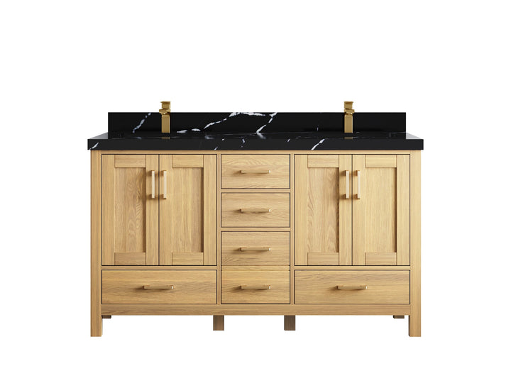 Malibu White Oak 60 in. W x 22 in. D Double Sink Bathroom Vanity - photo 17