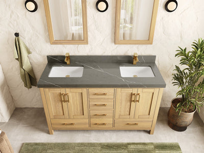 Malibu White Oak 60 in. W x 22 in. D Double Sink Bathroom Vanity - Willow Bath and Vanity