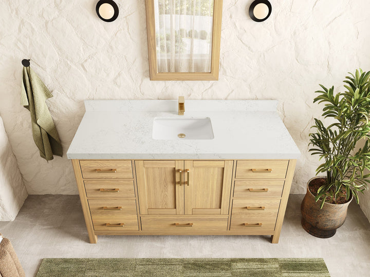 Malibu White Oak 60 in. W x 22 in. D Single Sink Bathroom Vanity - photo 18