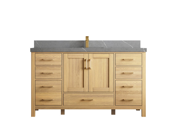 Malibu White Oak 60 in. W x 22 in. D Single Sink Bathroom Vanity - photo 40