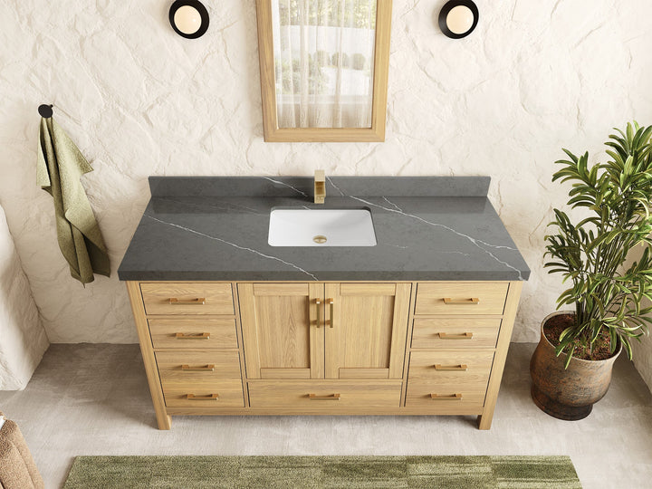 Malibu White Oak 60 in. W x 22 in. D Single Sink Bathroom Vanity - photo 20
