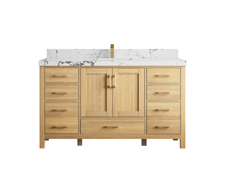 Malibu White Oak 60 in. W x 22 in. D Single Sink Bathroom Vanity - photo 46