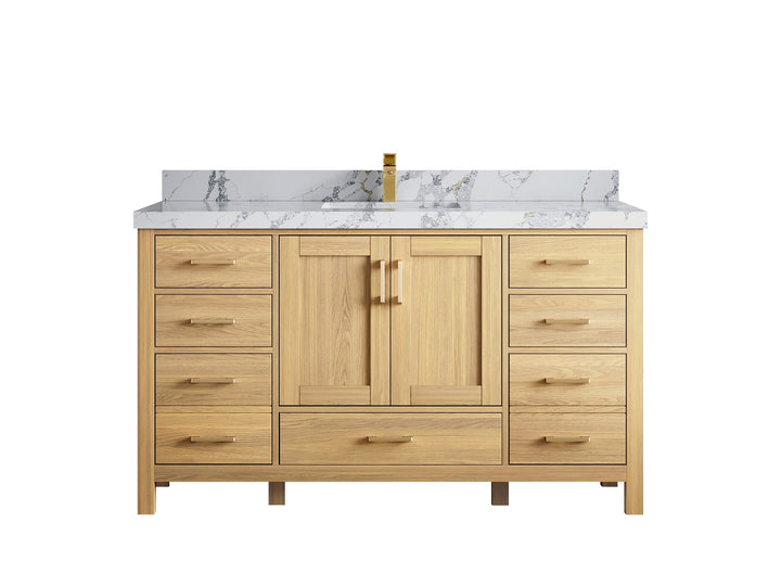 Malibu White Oak 60 in. W x 22 in. D Single Sink Bathroom Vanity - photo 26