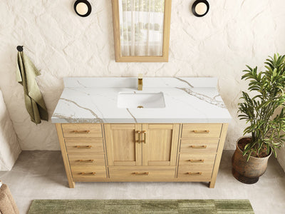 Malibu White Oak 60 in. W x 22 in. D Single Sink Bathroom Vanity - Willow Bath and Vanity