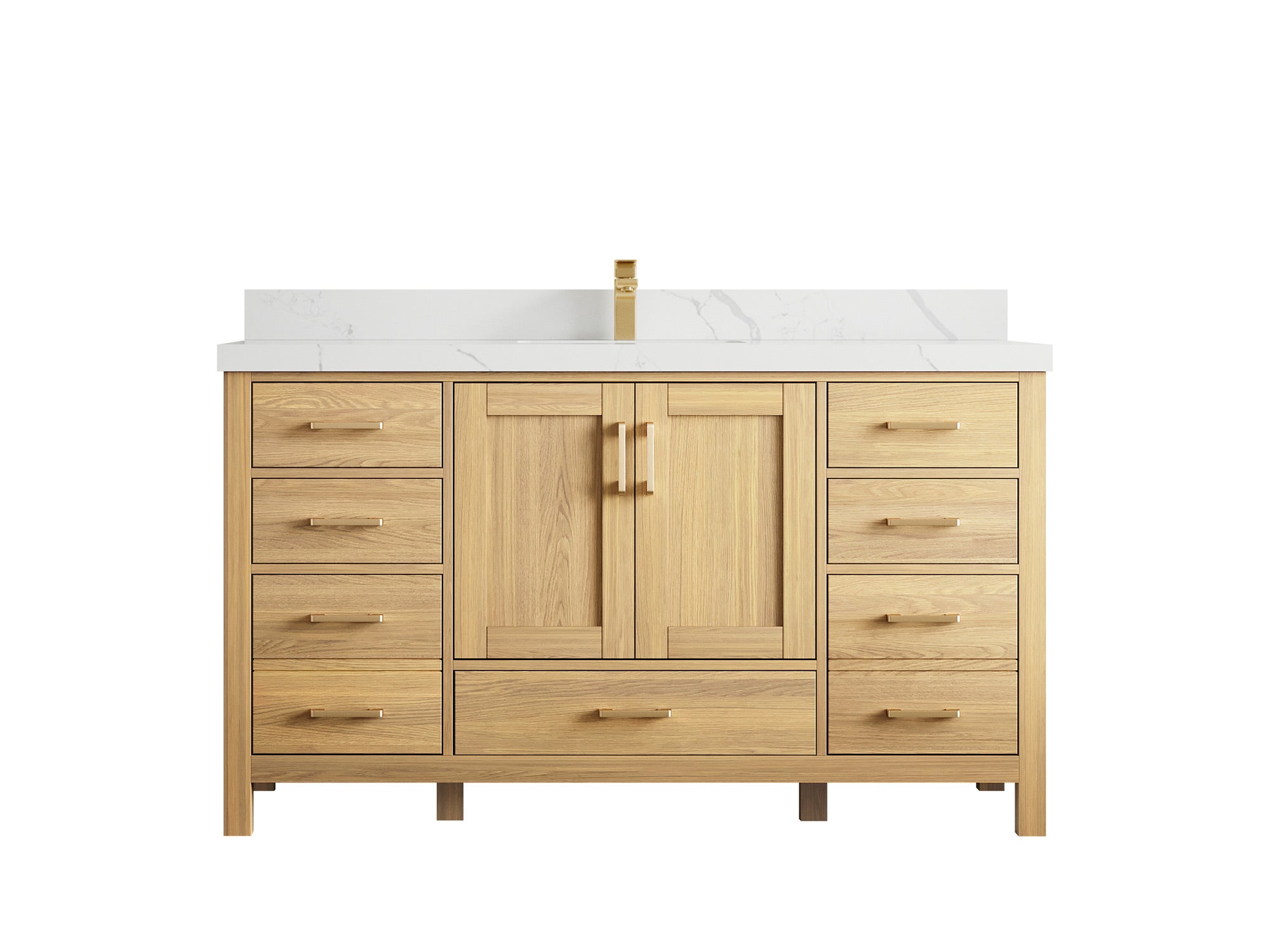 Malibu White Oak 60 in. W x 22 in. D Single Sink Bathroom Vanity - Willow Bath and Vanity
