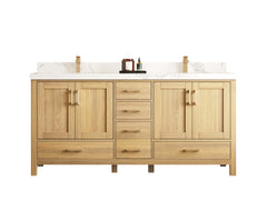 Malibu White Oak 72 in. W x 22 in. D Double Sink Bathroom Vanity - photo 1