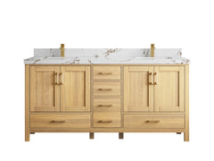 Malibu White Oak 72 in. W x 22 in. D Double Sink Bathroom Vanity - photo 40