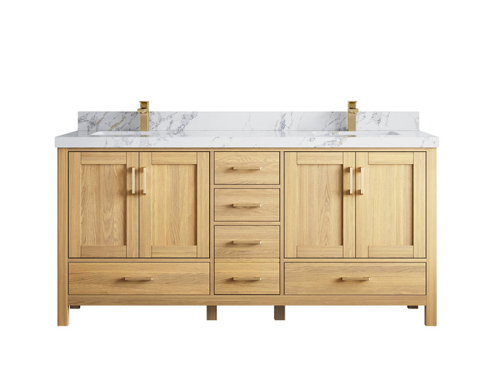 Malibu White Oak 72 in. W x 22 in. D Double Sink Bathroom Vanity - photo 24