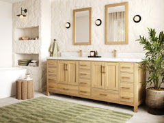 Malibu White Oak 84 in. W x 22 in. D Double Sink Bathroom Vanity - photo 2
