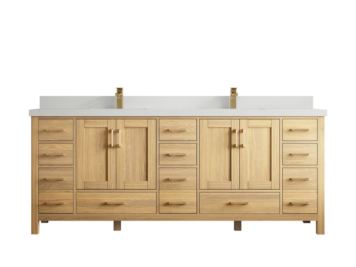 Malibu White Oak 84 in. W x 22 in. D Double Sink Bathroom Vanity - photo 50