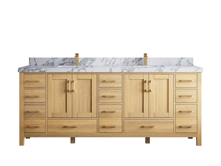 Malibu White Oak 84 in. W x 22 in. D Double Sink Bathroom Vanity - photo 26