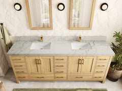 Malibu White Oak 84 in. W x 22 in. D Double Sink Bathroom Vanity - photo 47