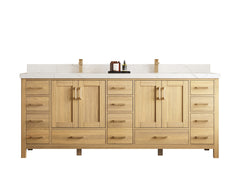 Malibu White Oak 84 in. W x 22 in. D Double Sink Bathroom Vanity - photo 1