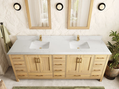 Malibu White Oak 84 in. W x 22 in. D Double Sink Bathroom Vanity - Willow Bath and Vanity