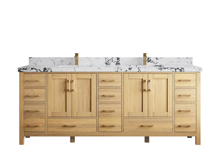 Malibu White Oak 84 in. W x 22 in. D Double Sink Bathroom Vanity - photo 46