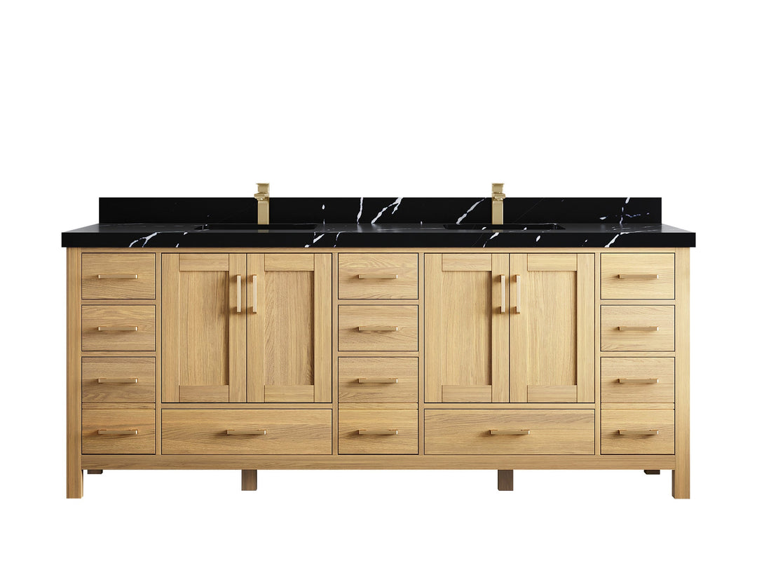 Malibu White Oak 84 in. W x 22 in. D Double Sink Bathroom Vanity - Willow Bath and Vanity