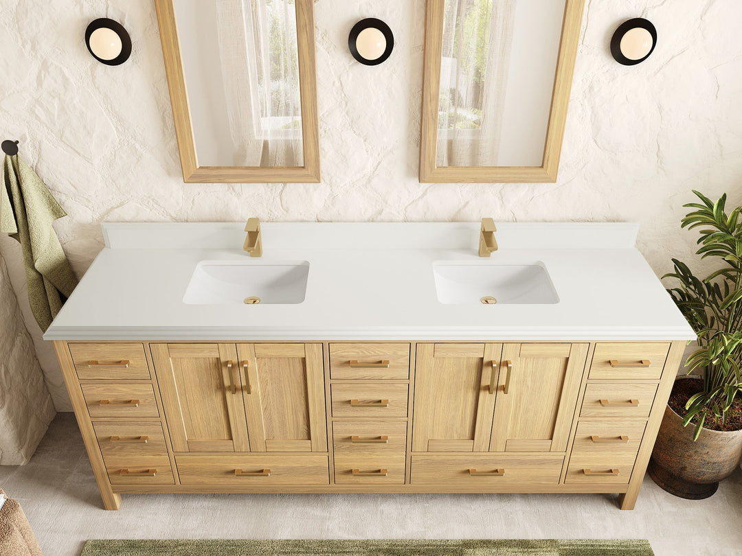 Malibu White Oak 84 in. W x 22 in. D Double Sink Bathroom Vanity - Willow Bath and Vanity