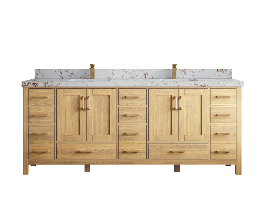 Malibu White Oak 84 in. W x 22 in. D Double Sink Bathroom Vanity - Willow Bath and Vanity