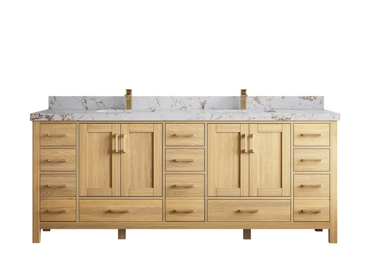 Malibu White Oak 84 in. W x 22 in. D Double Sink Bathroom Vanity - photo 44