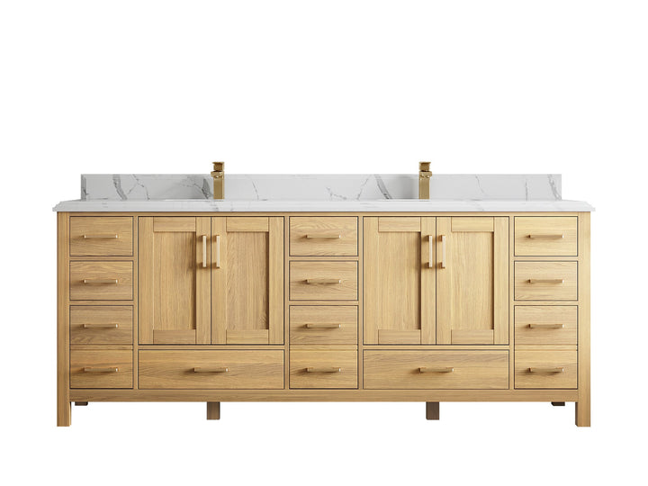 Malibu White Oak 84 in. W x 22 in. D Double Sink Bathroom Vanity - photo 30
