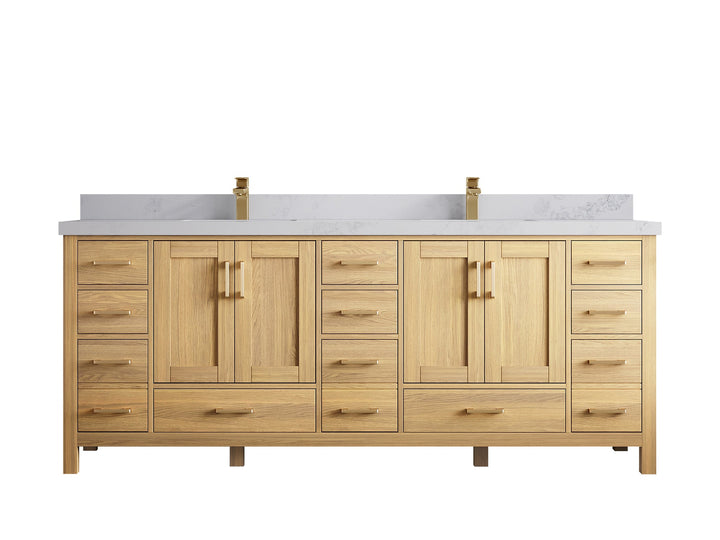 Malibu White Oak 84 in. W x 22 in. D Double Sink Bathroom Vanity - photo 24