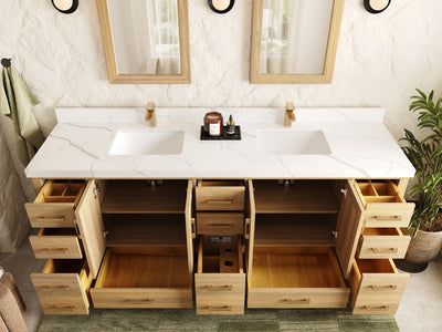 Malibu White Oak 84 in. W x 22 in. D Double Sink Bathroom Vanity - Willow Bath and Vanity