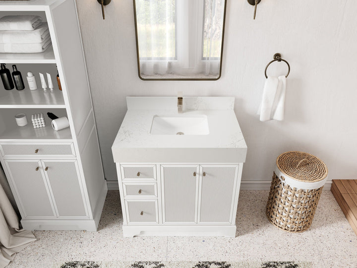 Manhattan 36 in. W x 22 in. D Center Sink Bathroom Vanity - photo 9