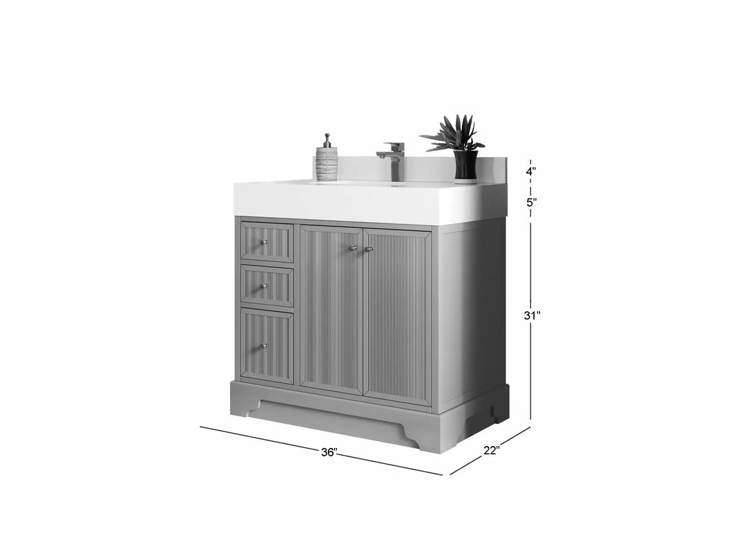 Manhattan 36 in. W x 22 in. D Center Sink Bathroom Vanity - Willow Bath and Vanity