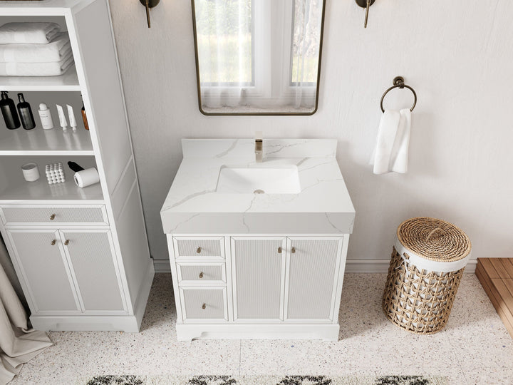 Manhattan 36 in. W x 22 in. D Center Sink Bathroom Vanity - photo 7