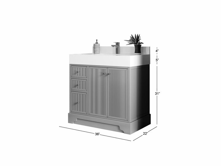 Manhattan 36 in. W x 22 in. D Center Sink Bathroom Vanity - photo 5