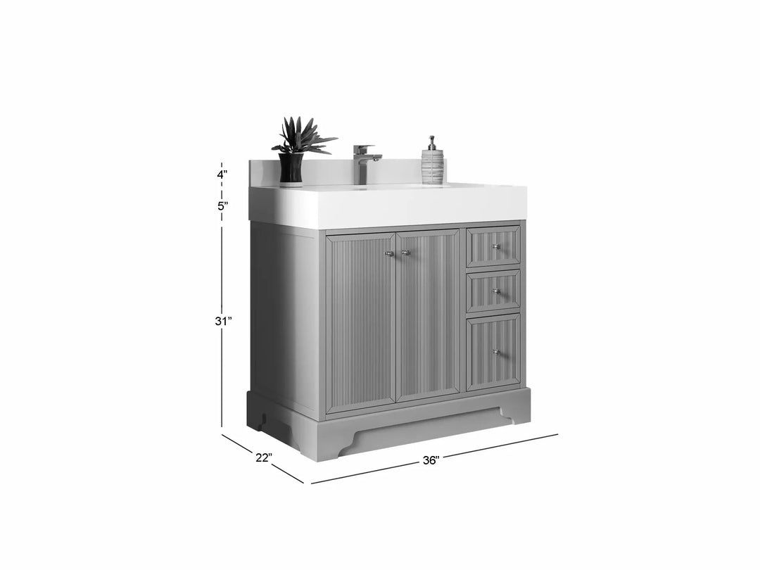 Manhattan 36 in. W x 22 in. D Center Sink Bathroom Vanity - Willow Bath and Vanity