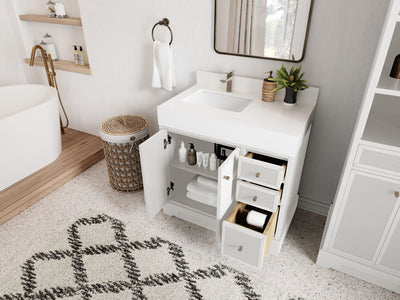 Manhattan 36 in. W x 22 in. D Left Offset Sink Bathroom Vanity - Willow Bath and Vanity