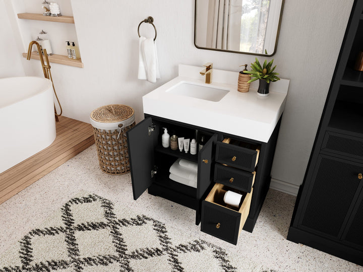 Manhattan 36 in. W x 22 in. D Left Offset Sink Bathroom Vanity - photo 3