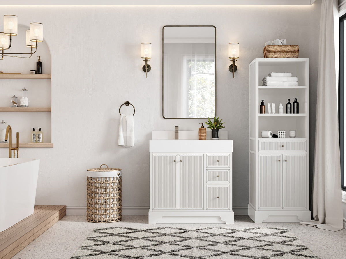 Manhattan 36 in. W x 22 in. D Left Offset Sink Bathroom Vanity - Willow Bath and Vanity