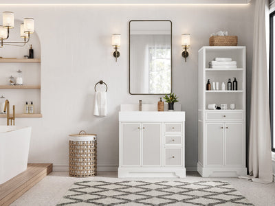 Manhattan 36 in. W x 22 in. D Left Offset Sink Bathroom Vanity - Willow Bath and Vanity
