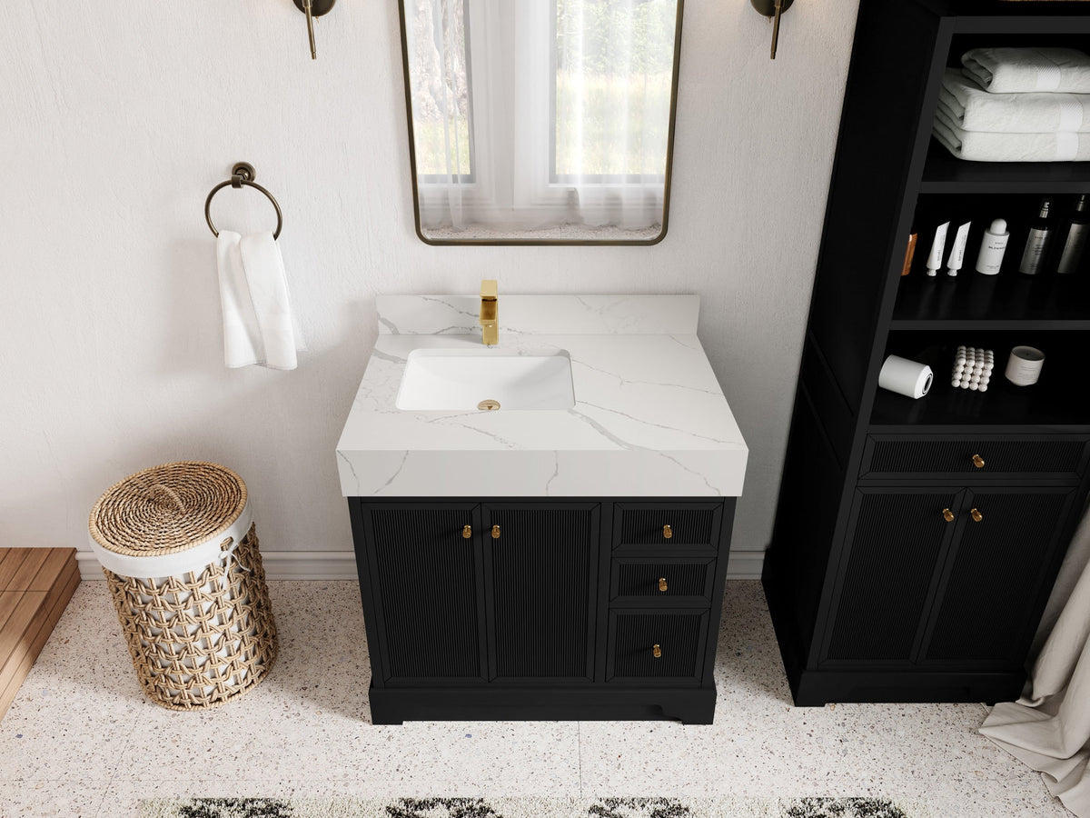 Manhattan 36 in. W x 22 in. D Left Offset Sink Bathroom Vanity - Willow Bath and Vanity