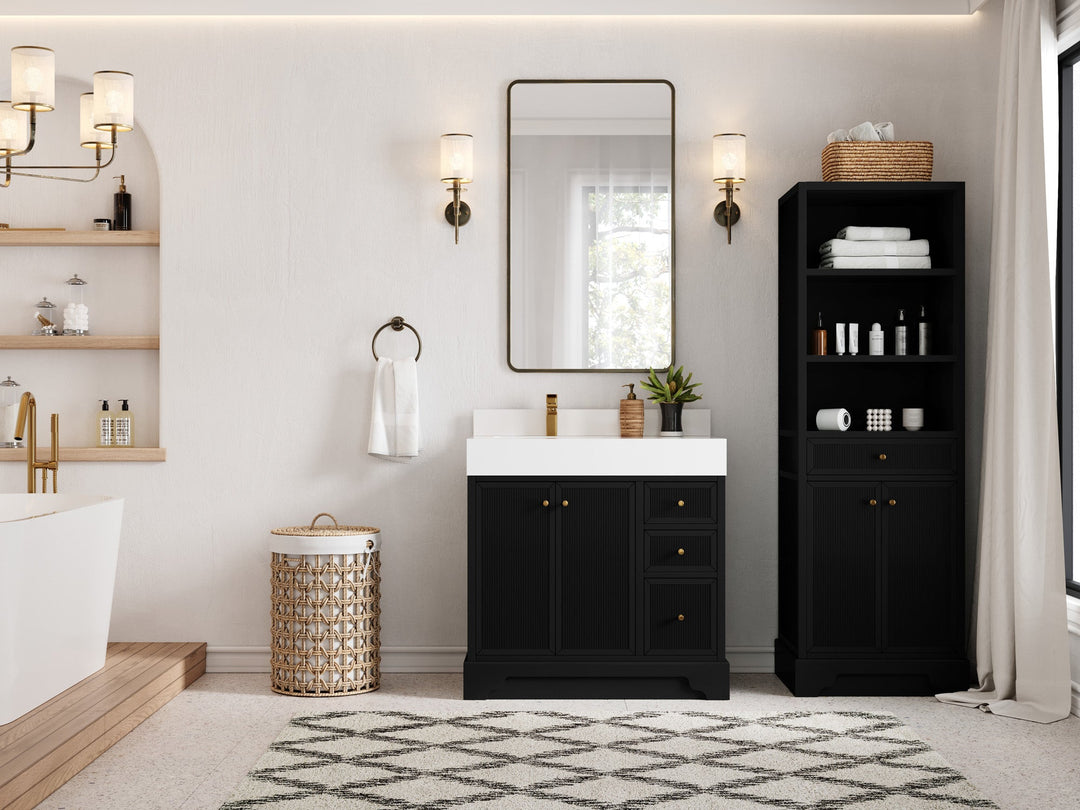 Manhattan 36 in. W x 22 in. D Left Offset Sink Bathroom Vanity - Willow Bath and Vanity